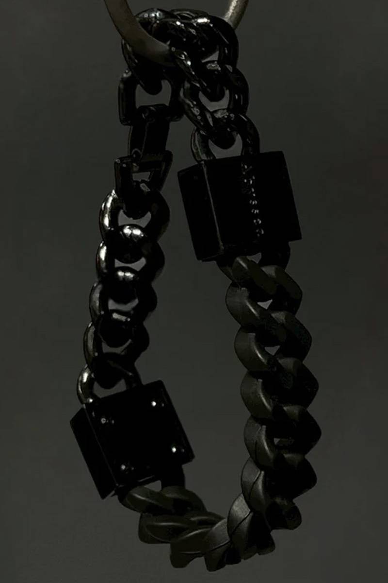 Abyssea(アビセア) Rubber × Stainless chain bracelet - Black × Black