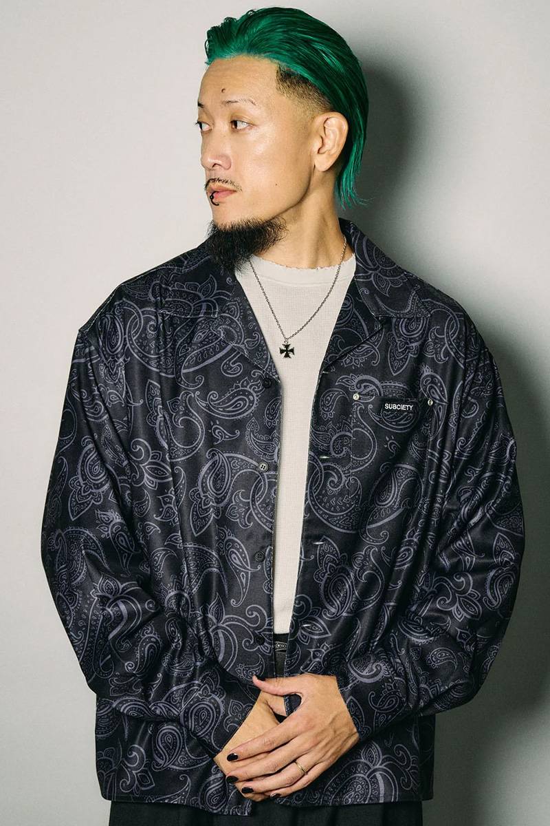 Subciety(サブサエティ) Paisley open collar shirt - Black