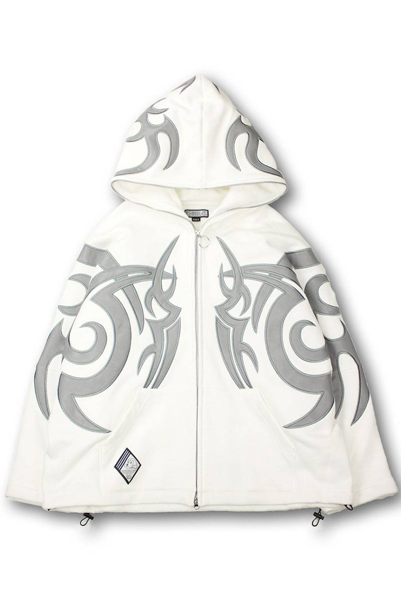 予約商品】GALFY (ガルフィー) 部族系ダブダブパーカー WHITE 予約商品】GALFY (ガルフィー) 部族系ダブダブパーカー WHITE