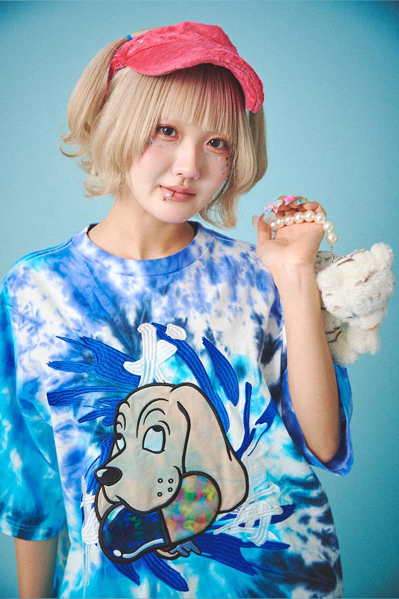 GALFY (ガルフィー) 犬中毒Tee - Blueタイダイ