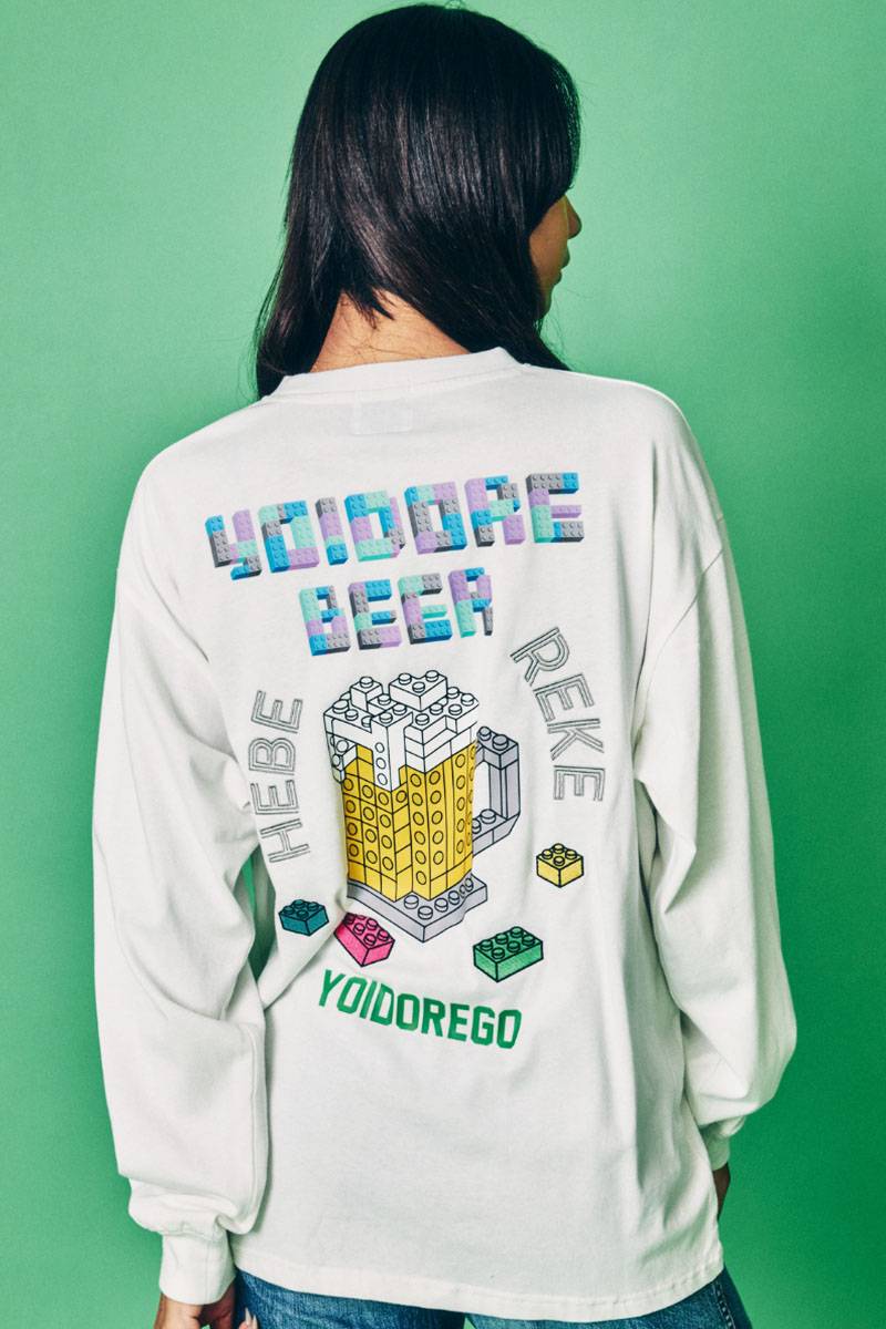 YOIDORE(ヨイドレ) ビール・ブロック・ロンTEE - White