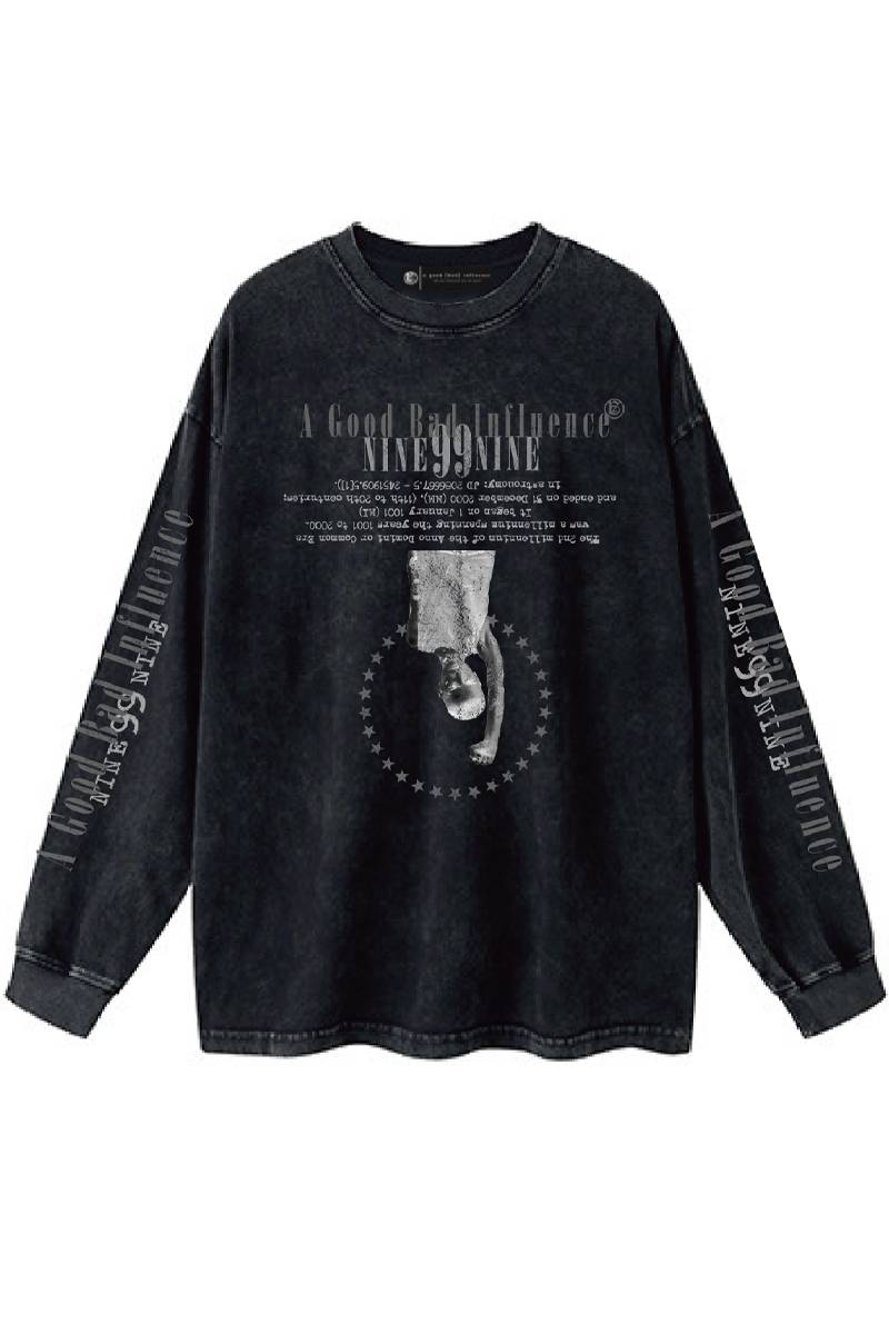 A Good Bad Influence (アグッドバッドインフルエンス) 99 CIRCLE STAR L/S T-SHIRT - Black