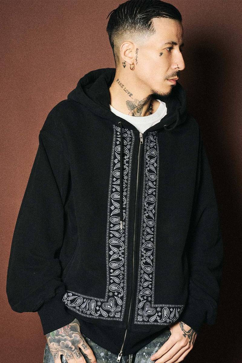 Subciety(サブサエティ) Embroidery bandanna hoodie - Black