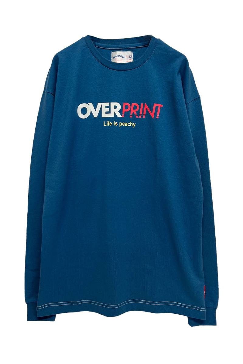 over print(オーバープリント)　Life LS Tee　Blue