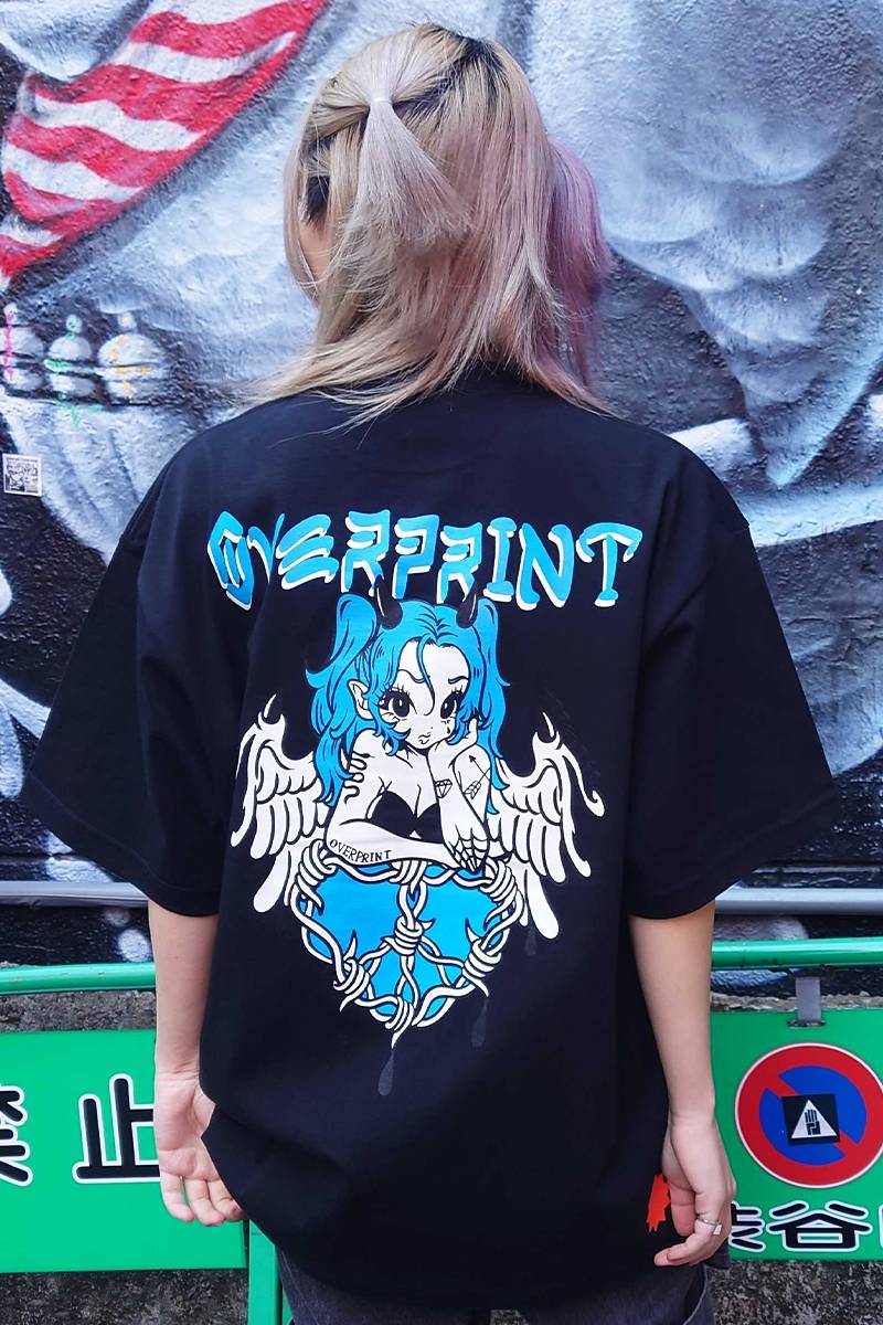 over print (オーバープリント) ANTI HEART Tee dark black