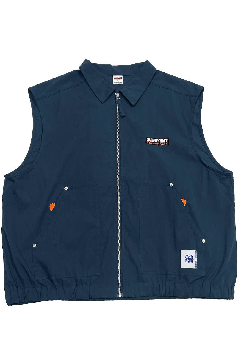 over print (オーバープリント) WORK VEST - Navy