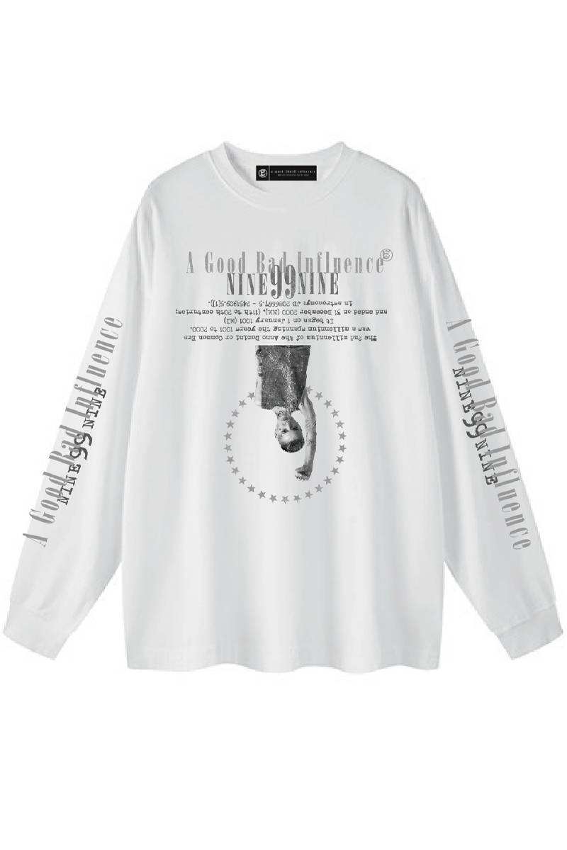A Good Bad Influence (アグッドバッドインフルエンス) 99 CIRCLE STAR L/S T-SHIRT - White