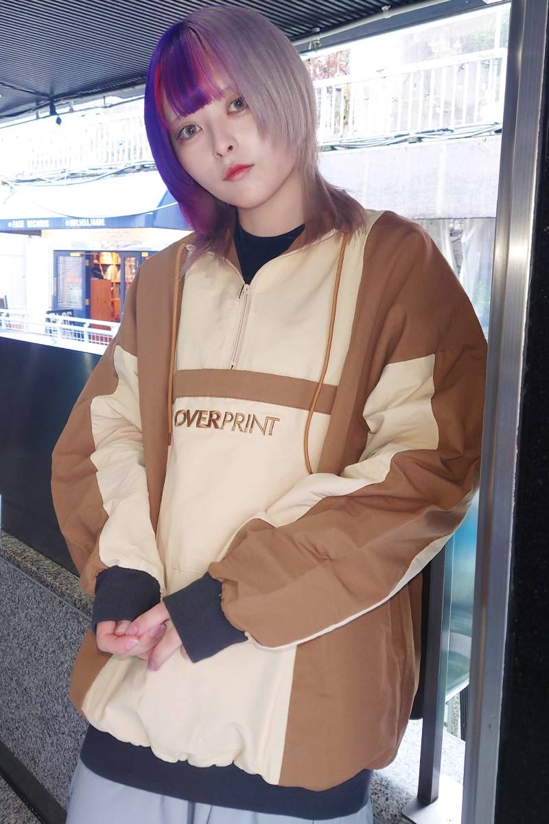 over print (オーバープリント) Half Zip Pullover brown