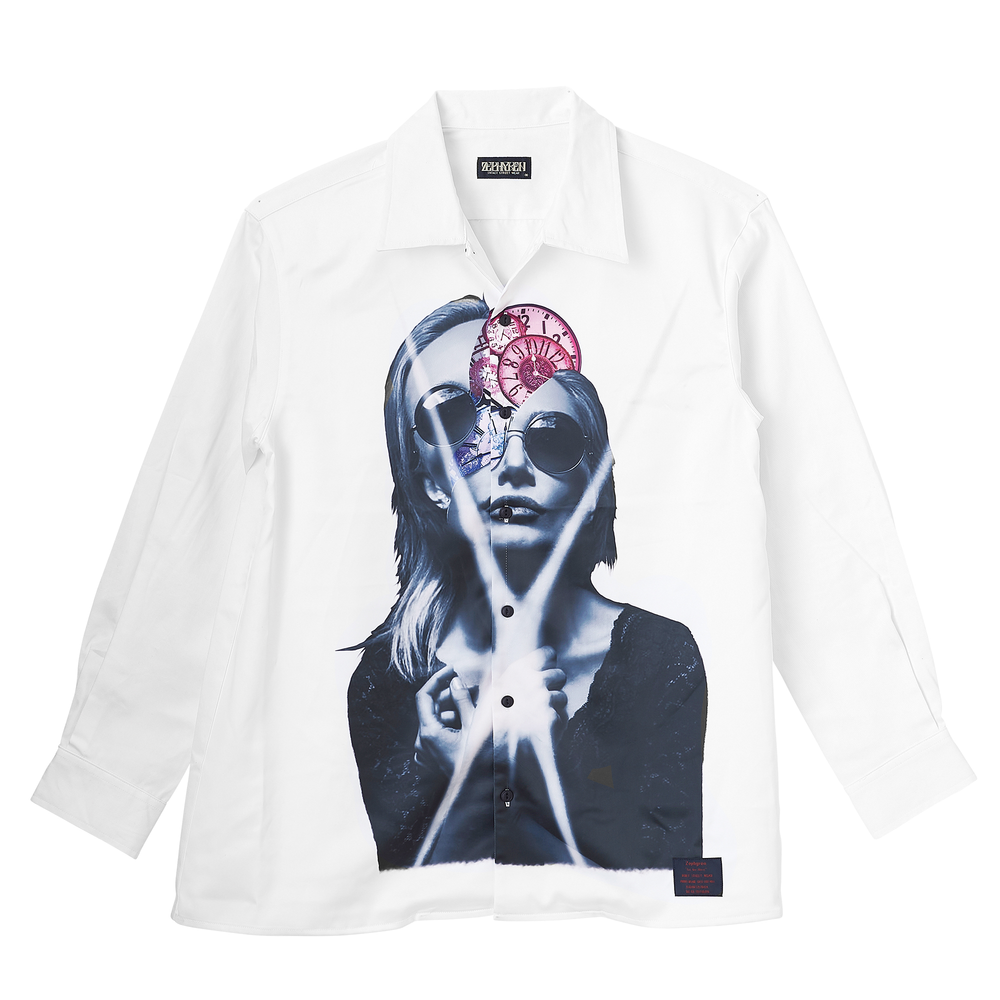 Zephyren(ゼファレン)PHOTO PRINT SHIRT L/S WHITE / variat omnia tempus