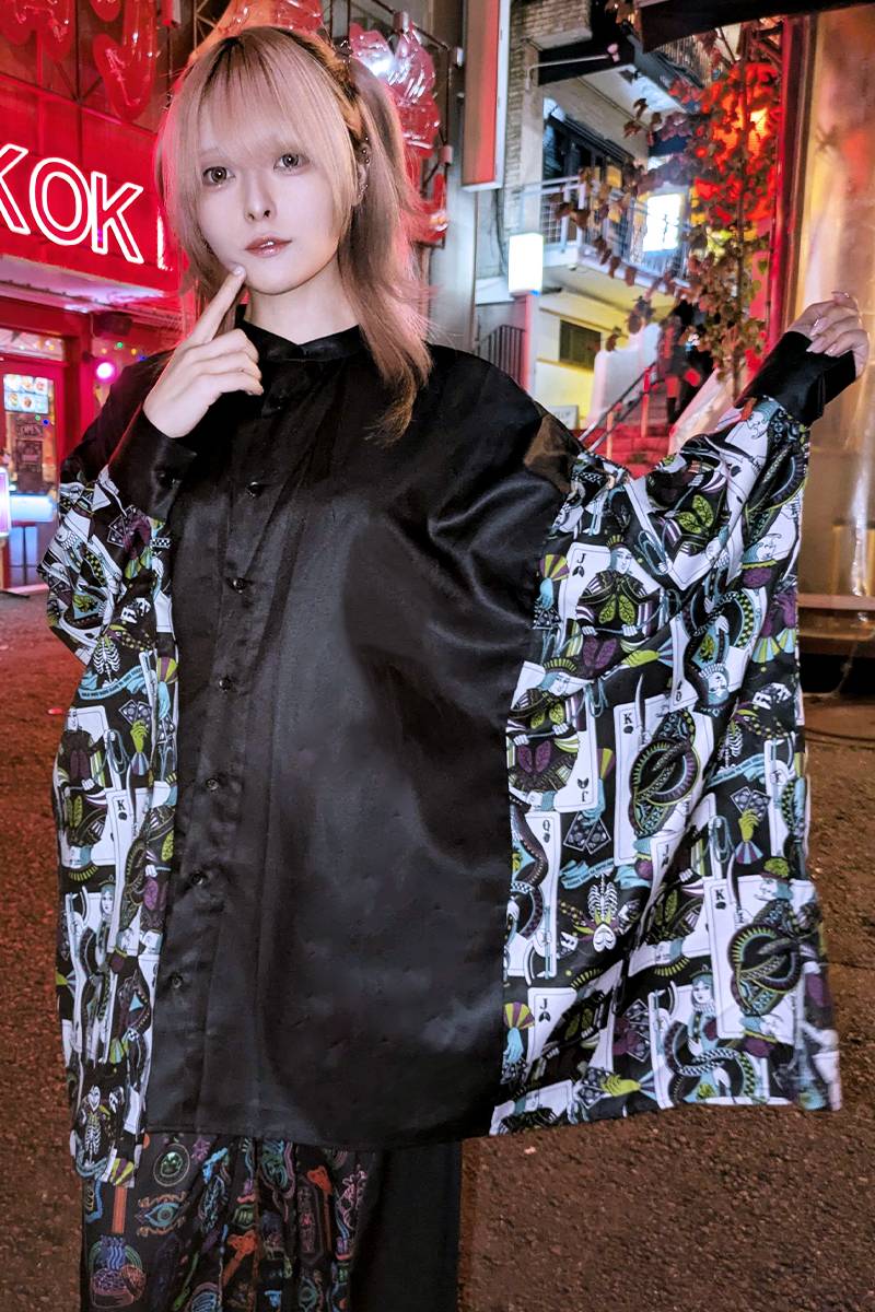 DXMOUVE(ドゥモーヴェ)  臓器トランプ柄スクエアビッグシャツ -　Purple