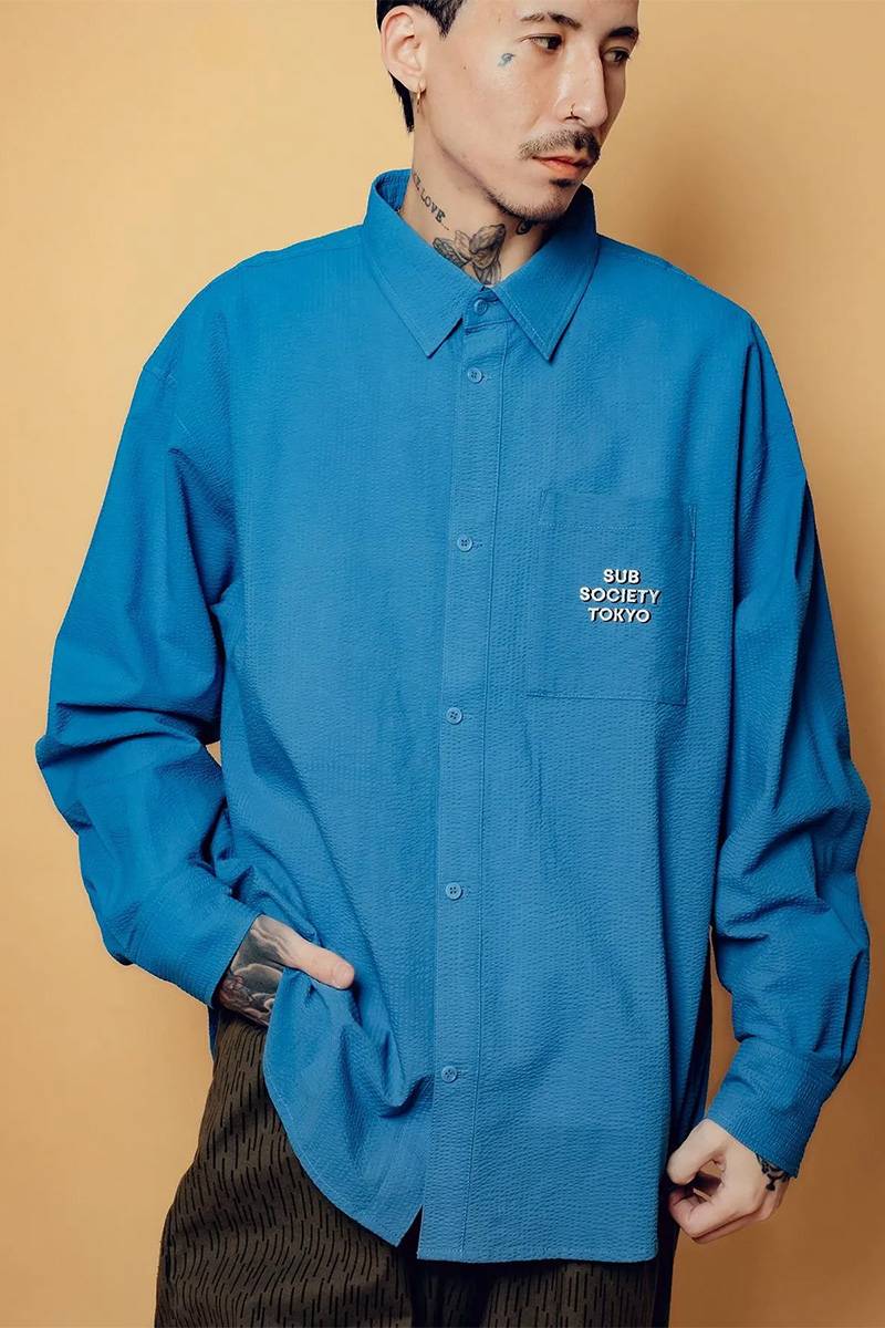 Subciety (サブサエティ) Seersucker shirt - Blue