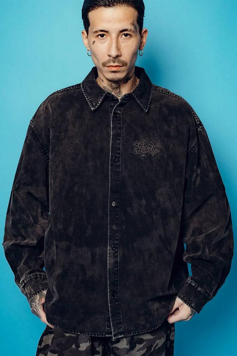 Subciety (サブサエティ) Washed duck shirt - Black
