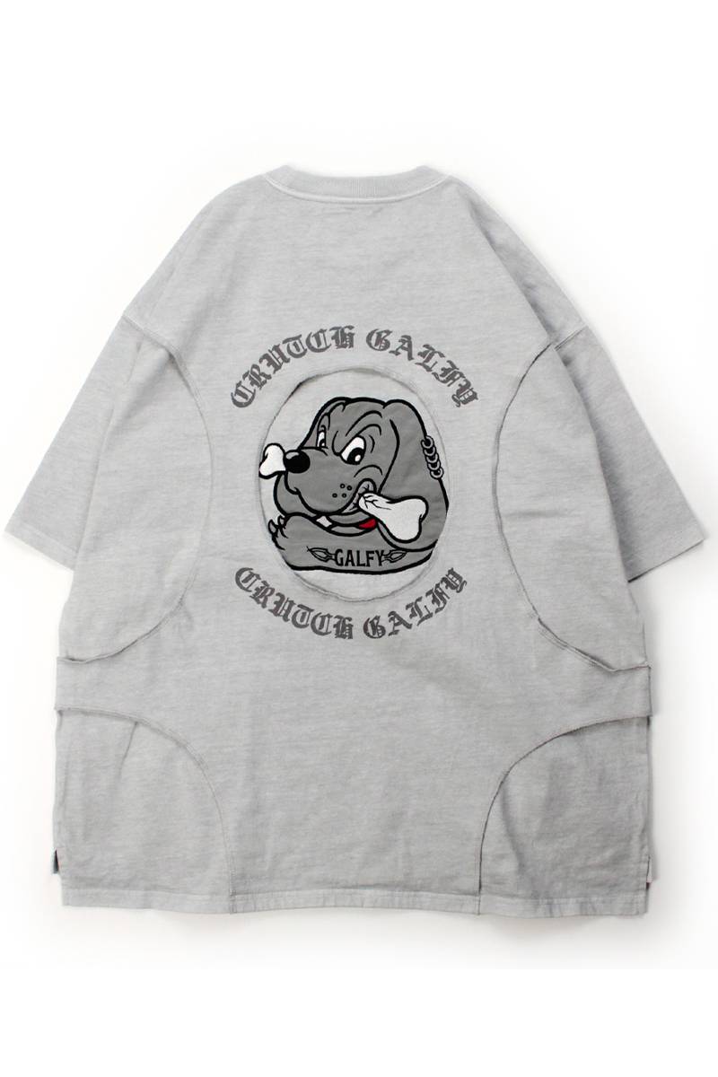 【予約商品】GALFY (ガルフィー) 穴の向こうにわんちゃんTEE - White Grey