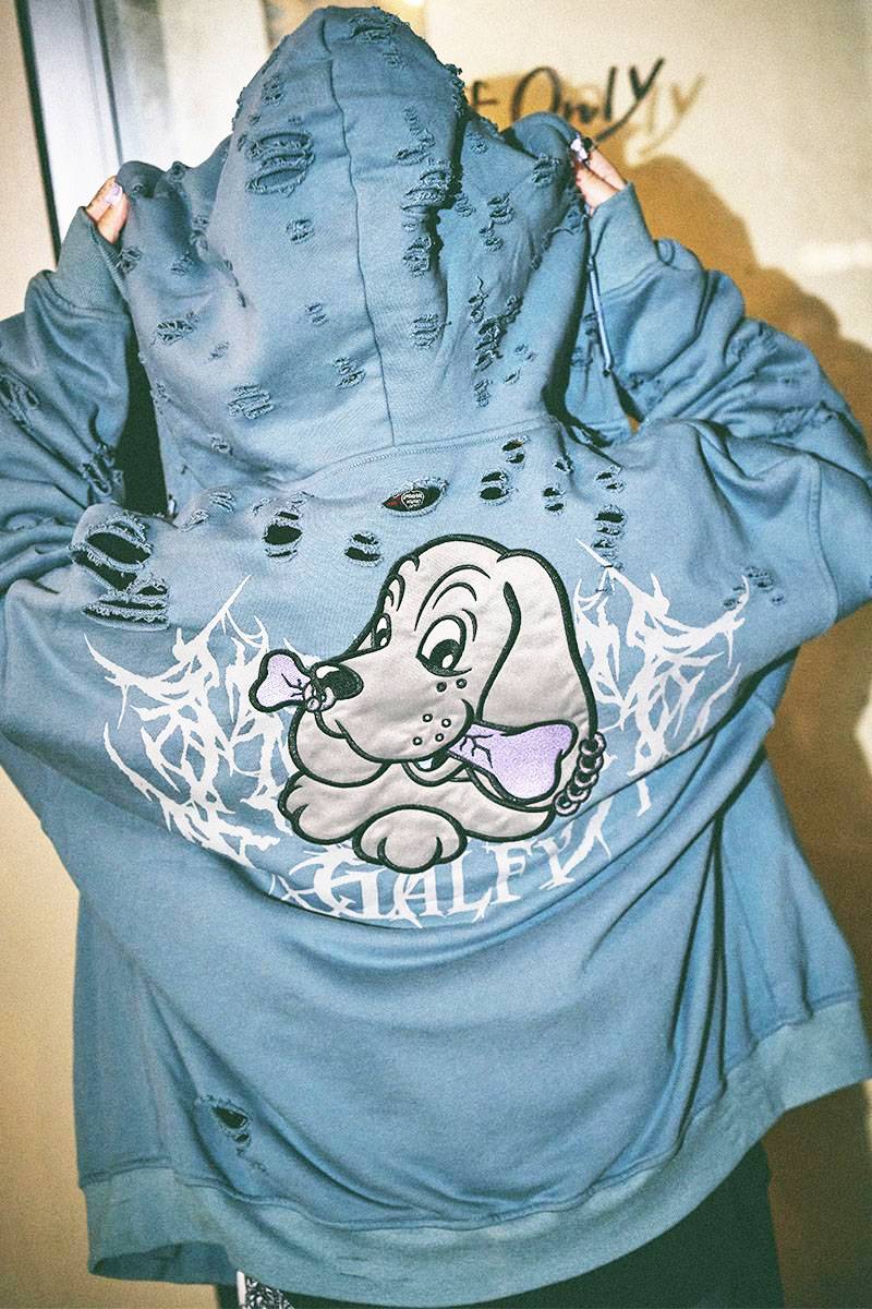 【予約商品】GALFY（ガルフィー）大ダメージパーカー - B.GRAY