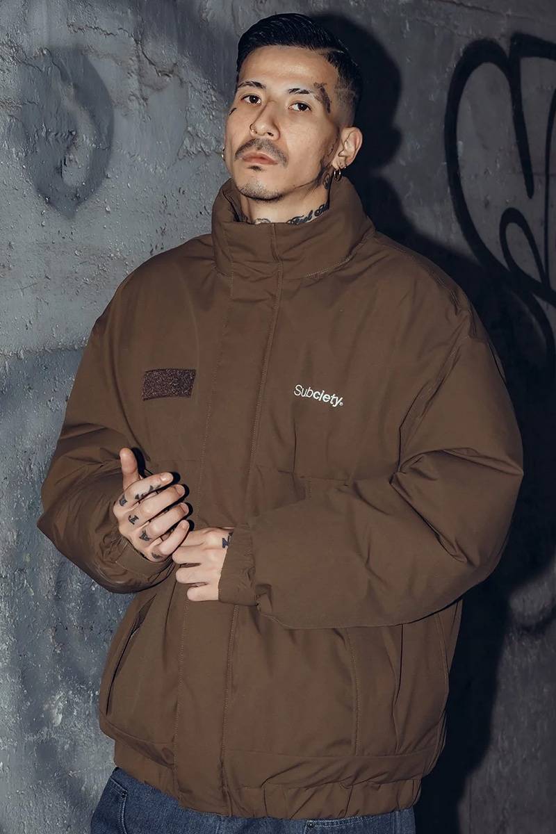 Subciety (サブサエティ) IN-HOOD PADDED JKT - Khaki