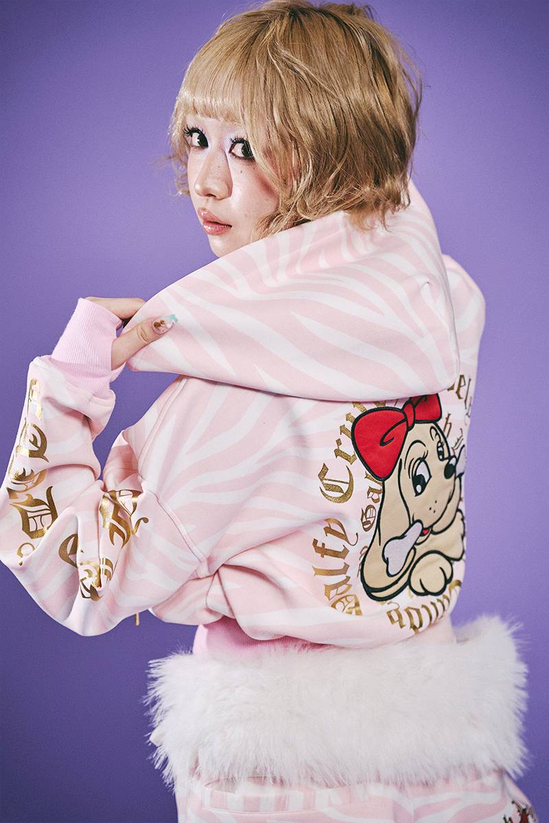 GALFY（ガルフィー）治安悪ゼブラパーカー - B.PINK×WHT Zebra