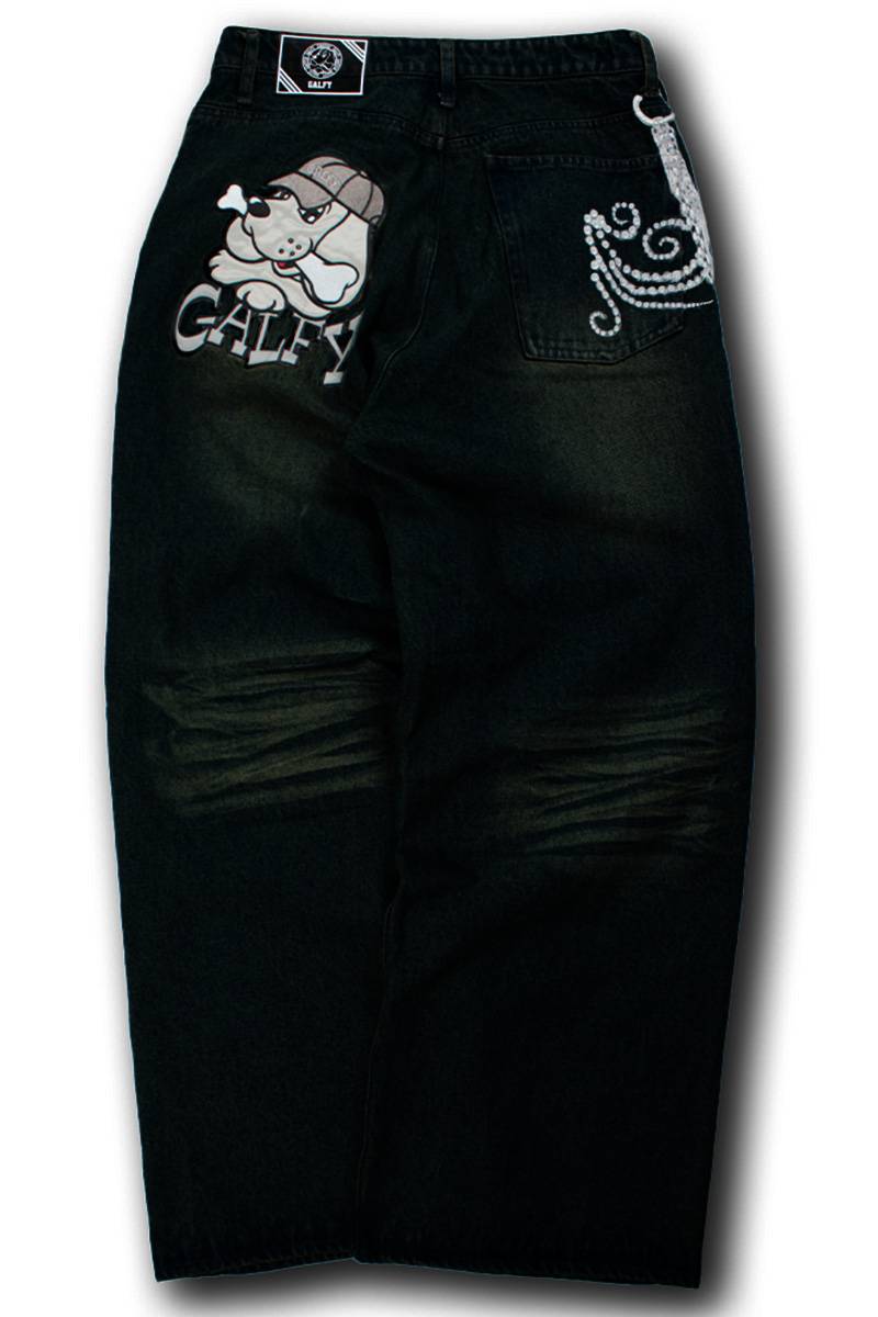 【予約商品】GALFY(ガルフィー) ジャラジャラギャル男デニム - Black