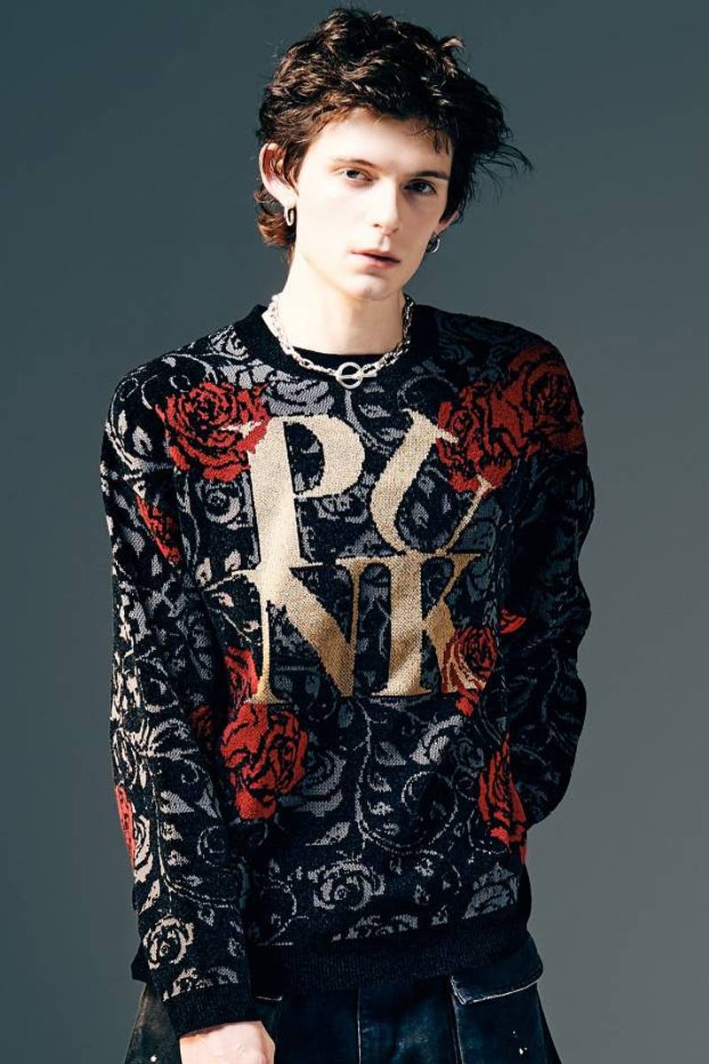 【予約商品】glamb(グラム)Punk Flower Knit / パンクフラワーニット - Black
