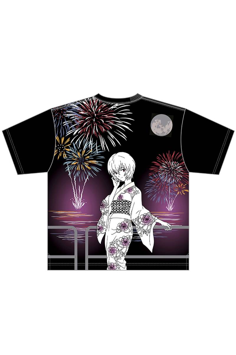 EVANGELION x 錦 レイ浴衣と花火Tシャツ - Black