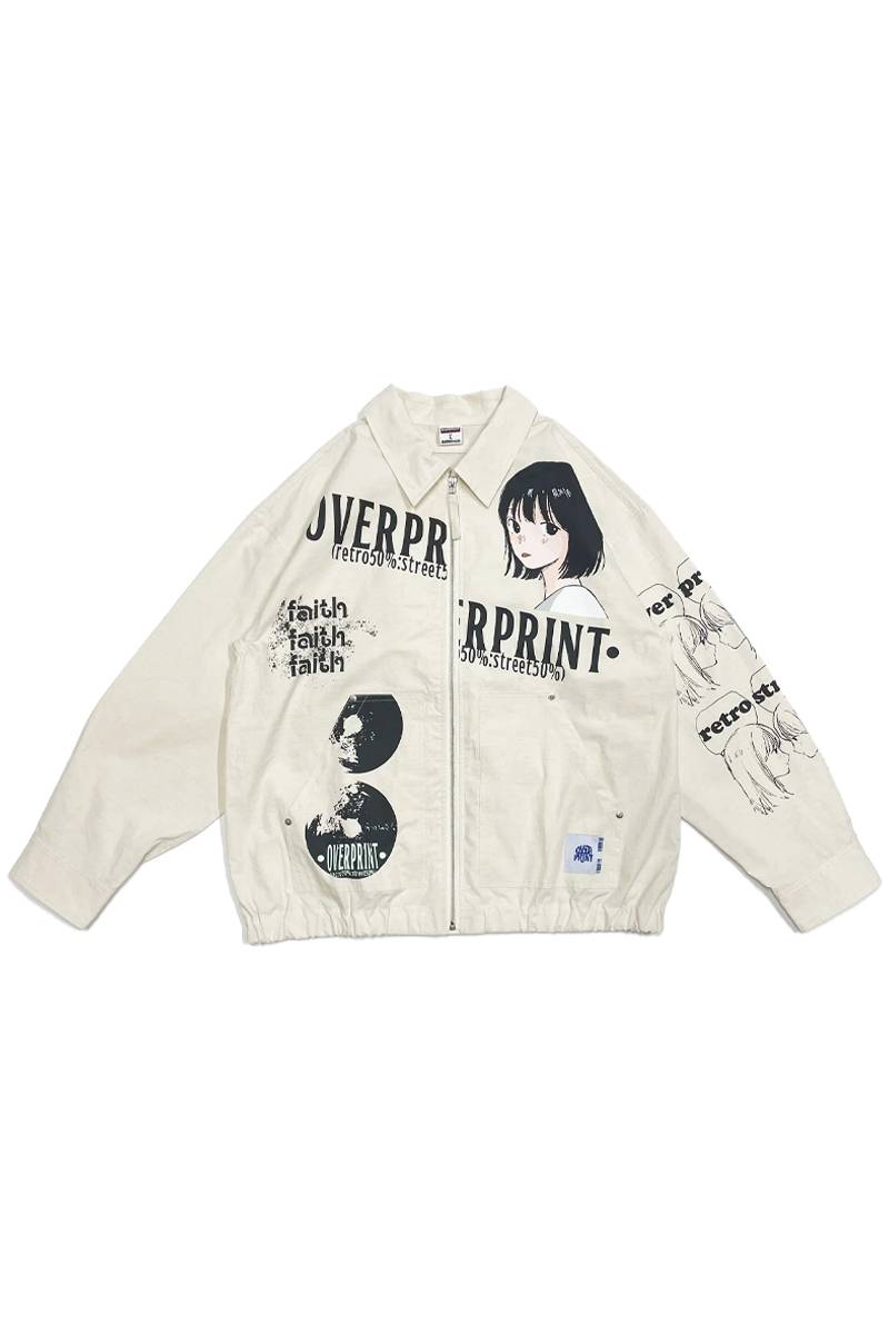 over print (オーバープリント) faith jacket - Ivory