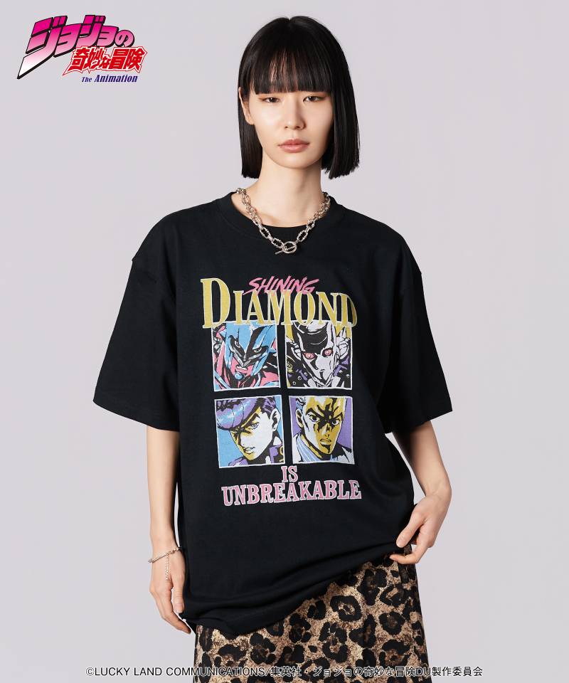 【予約商品】ジョジョの奇妙な冒険xglamb(グラム) Crazy Diamond vs Killer Queen T-shirts - Black