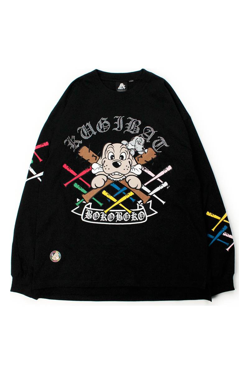 【予約商品】GALFY（ガルフィー）釘バットHEARTSロンTEE - BLACK