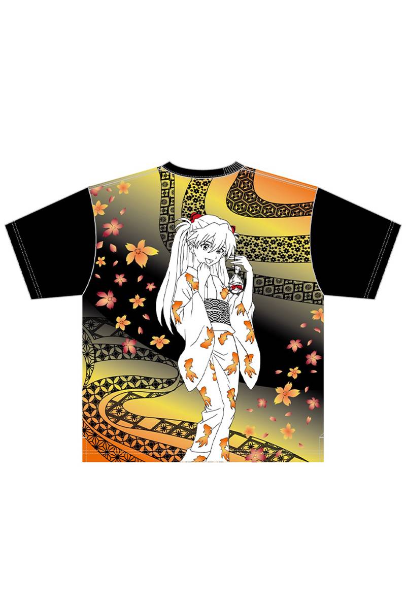 EVANGELION x 錦 アスカ浴衣夏祭りTシャツ - Black