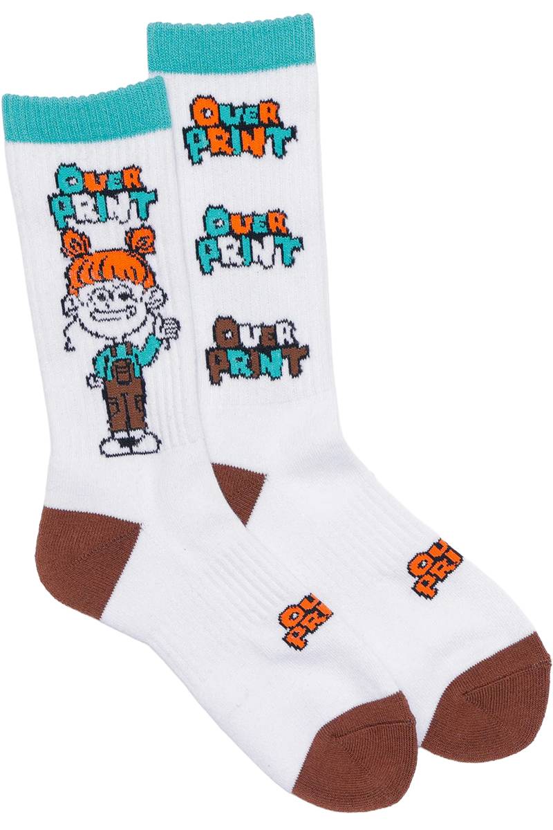 over print (オーバー・プリント) ZERIO socks - White