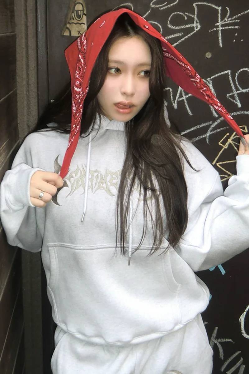 centimeter(センチメーター) Tribal logo hoodie - Gray