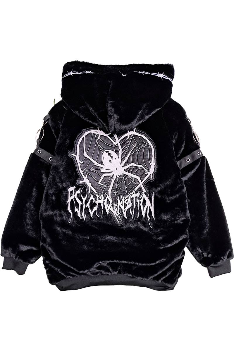 PSYCHO NATION(サイコネーション) スパイダー ファー ブルゾン -　Black