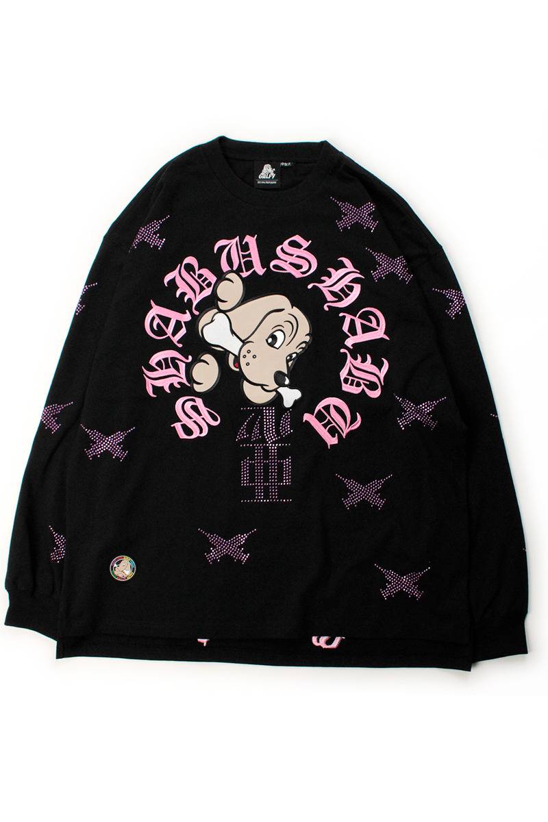 【予約商品】GALFY（ガルフィー）SHABUSHABUピカピカロンTEE - BLACK/PINK