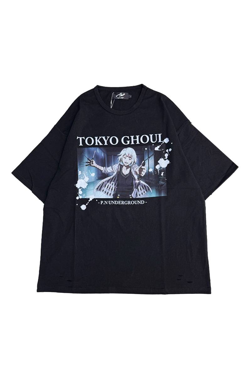 東京喰種×P.N UNDERGROUND 鈴屋什造ダメージTee - Black