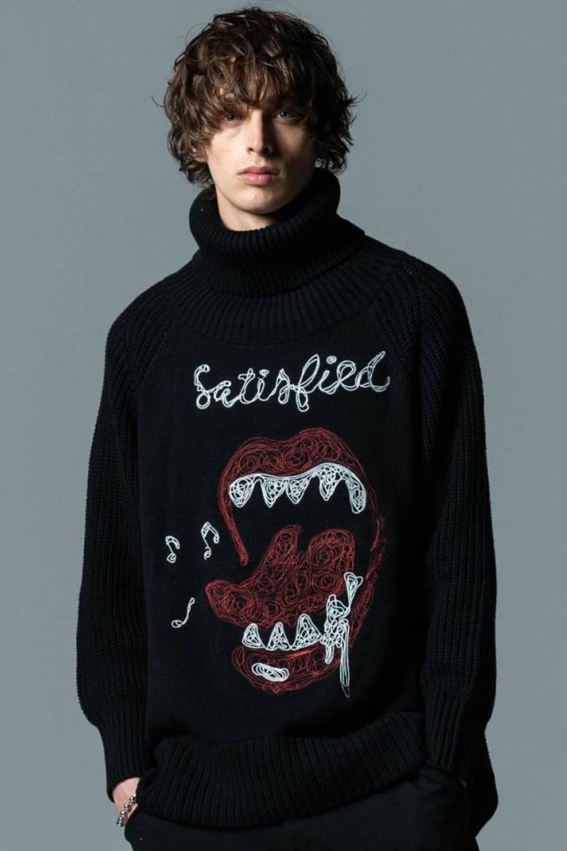 glamb (グラム) Lips and Song Turtle Knit - Black / ロック