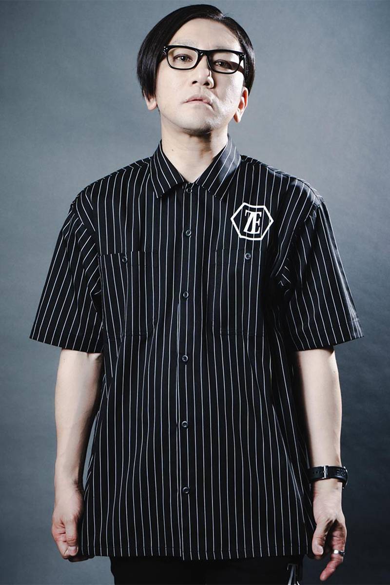 【予約商品】ZERO EVOKE (ゼロイヴォーク) T/C stripe evokelogo S/S work shirt BLACK