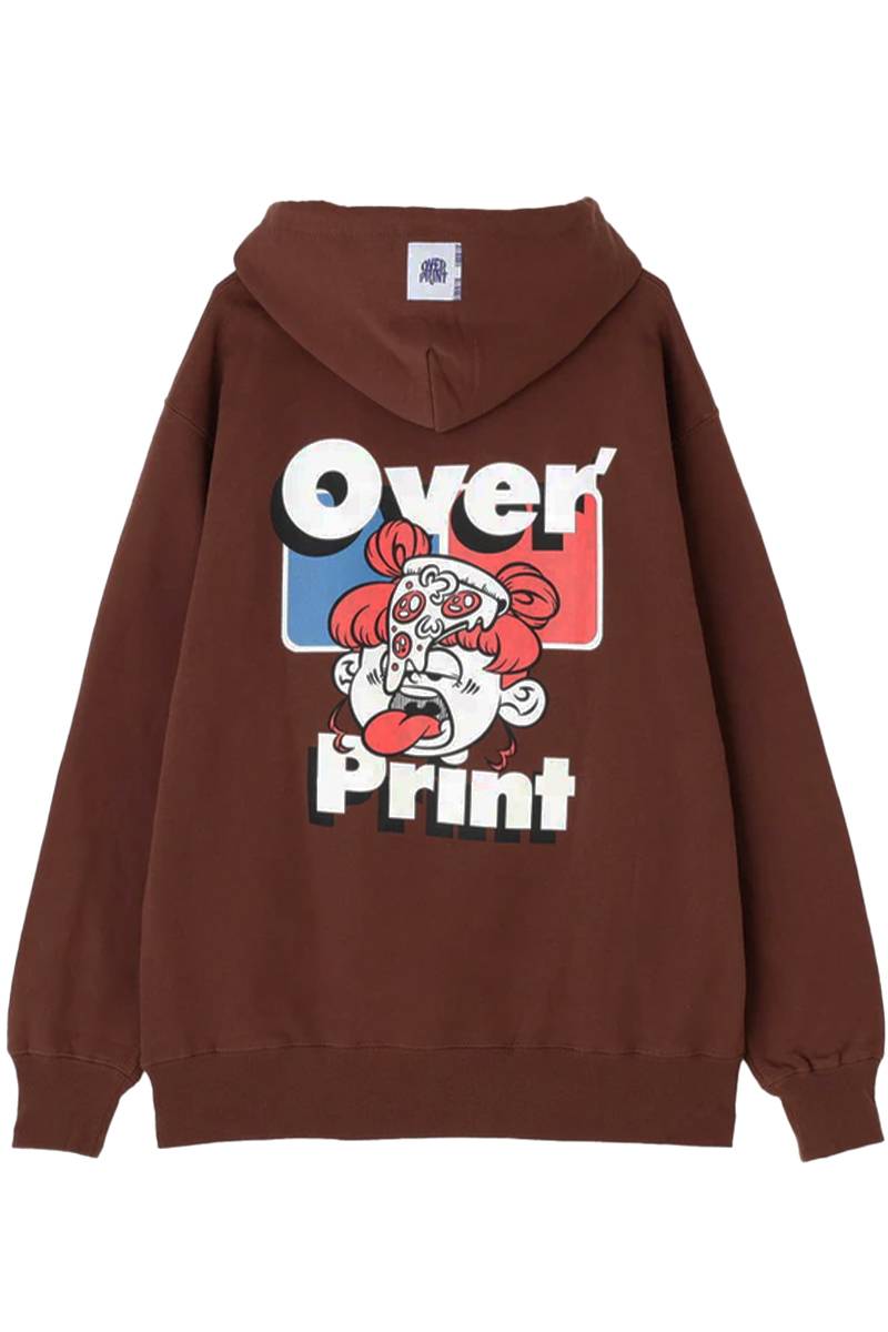 over print (オーバープリント) Pizza Hoodie - Brown