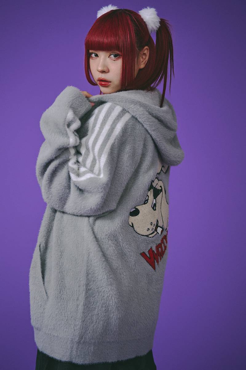 GALFY(ガルフィー) もけもけG！ニットパーカー - GRAY