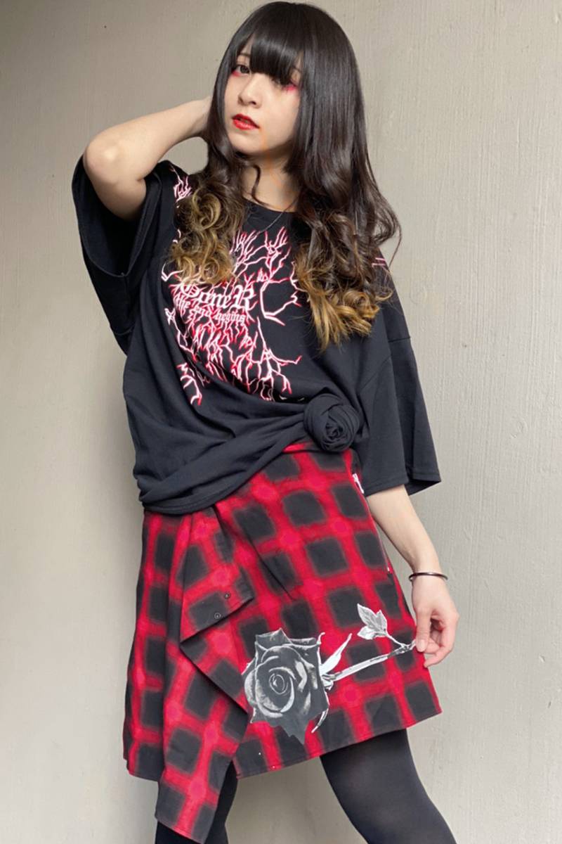 GoneR Rolled Shirts skirt Red Check