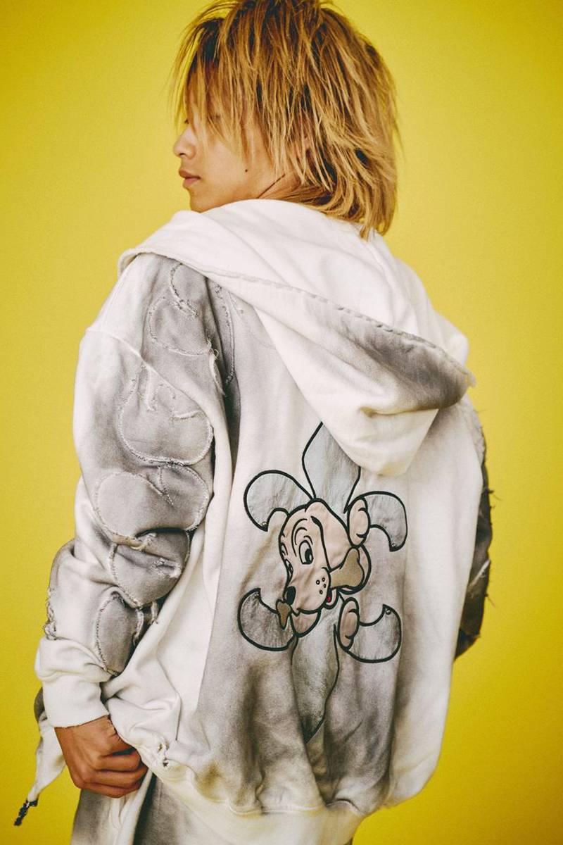 【予約商品】GALFY(ガルフィー) ぼろぼろロゴ百合の紋パーカー - O.White