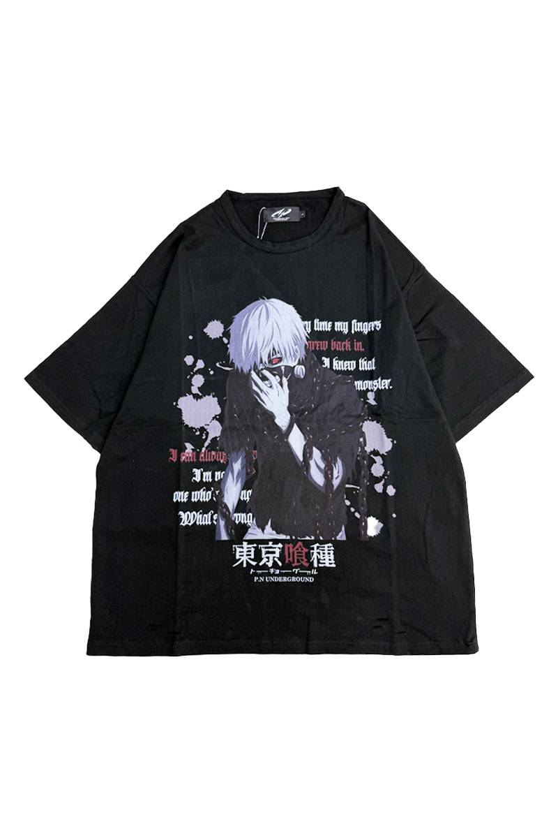 東京喰種×P.N UNDERGROUND 金木研ダメージTee - Black