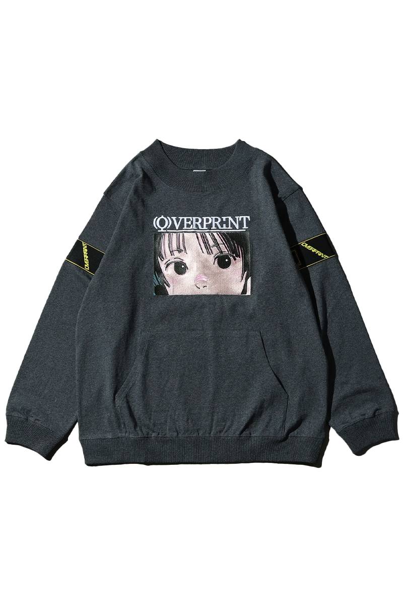 over print (オーバープリント) EYES sweat like LS Tee - Dark Heather gray