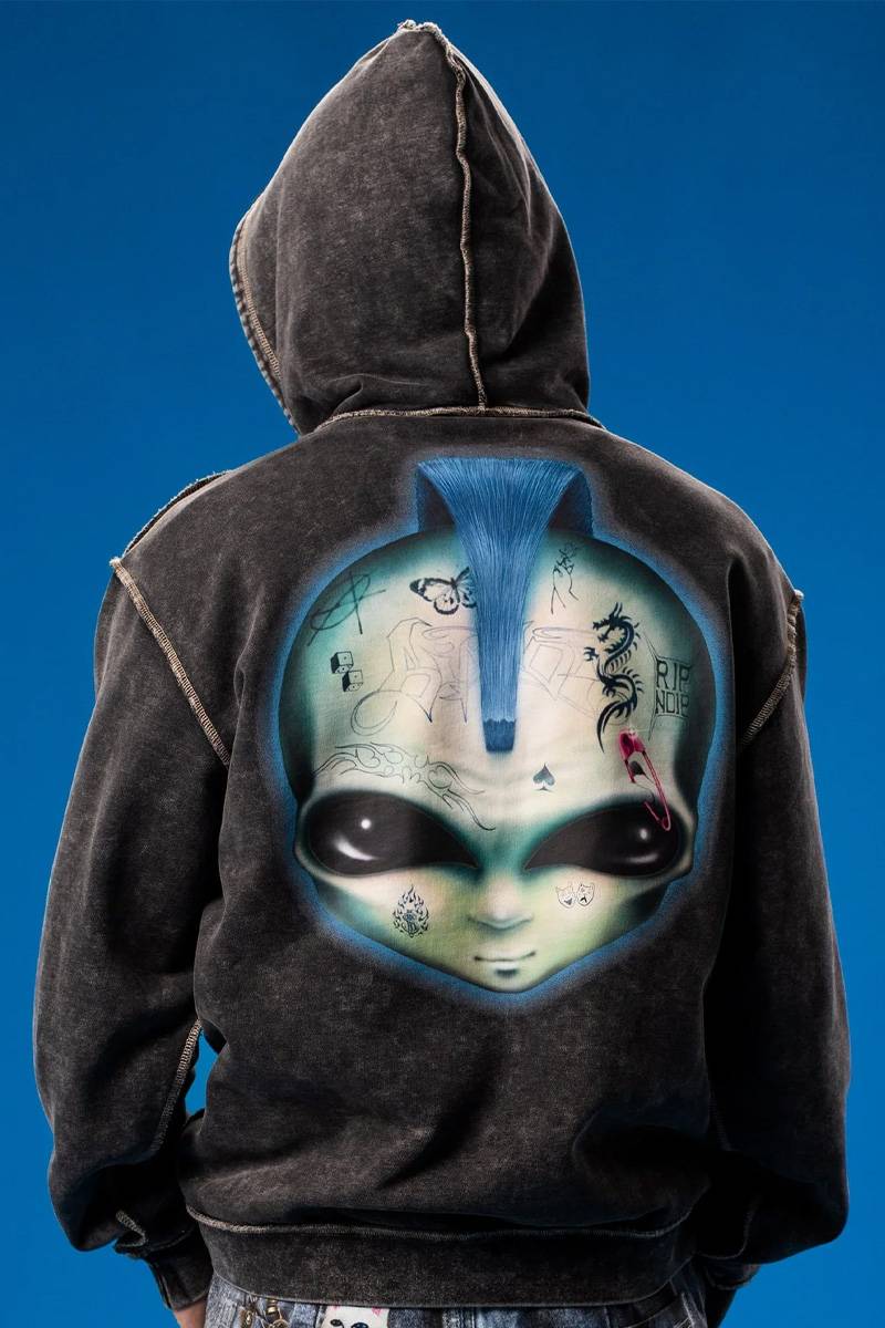 RIPNDIP (リップンディップ) SQUABBLE UP HOODIE - Black Vintage Wash