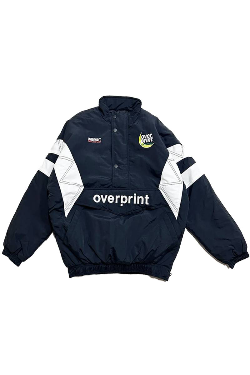over print (オーバープリント) HALF ZIP STADIUM JKT - Black