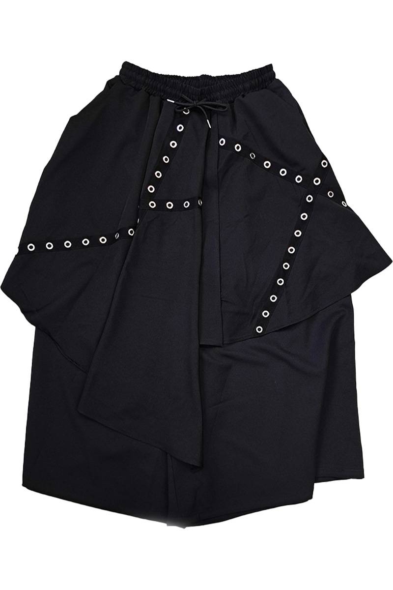 PSYCHO NATION(サイコ・ネーション) ハトメスカート袴パンツ - Black