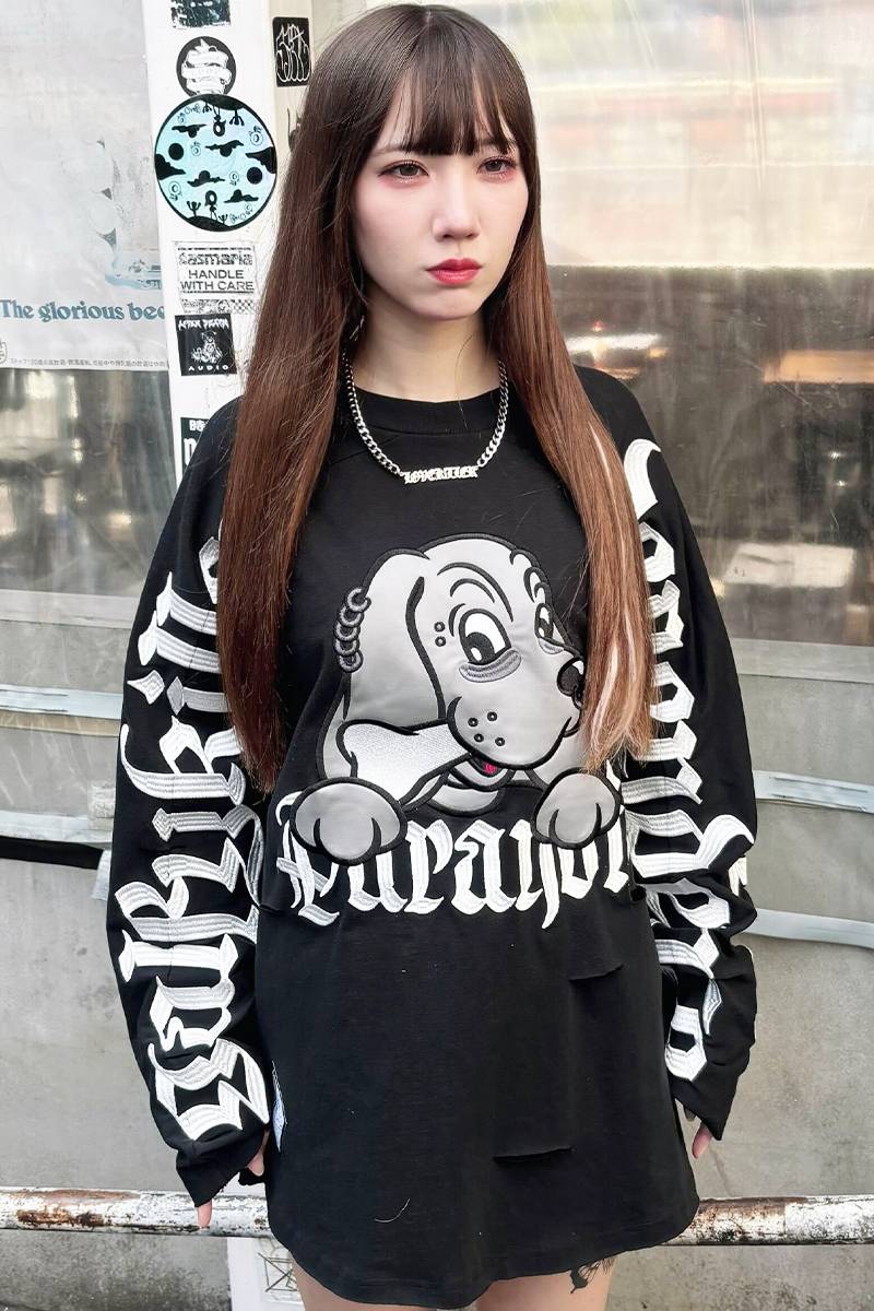 GALFY (ガルフィー) 病みに染まりしロンTee BLACK / ロック GALFY (ガルフィー) 病みに染まりしロンTee BLACK / ロック