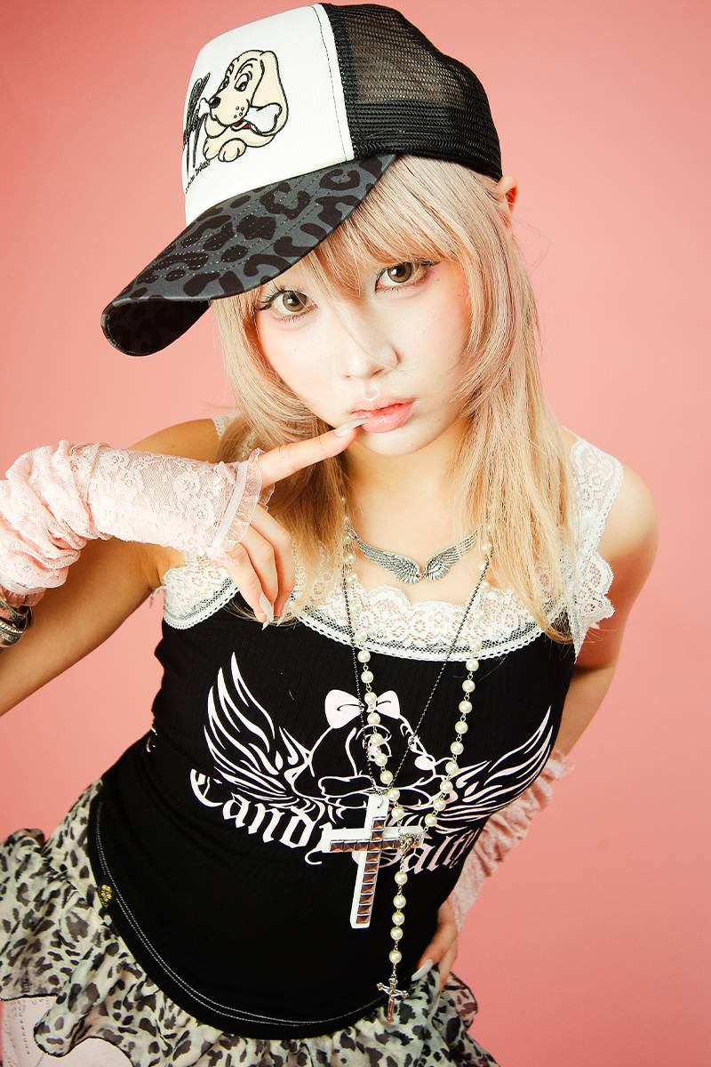 【予約商品】GALFY (ガルフィー) 小悪魔♪レースタンク - Black