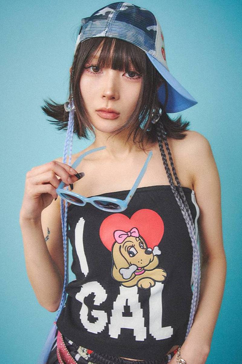 GALFY (ガルフィー) I♡GALチューブトップ - Black