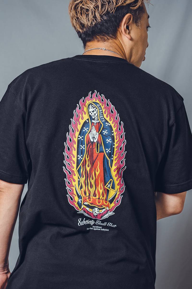 予約商品】Subciety×SKULLSHIT FIRE MARIA TEE BLACK / ロック 