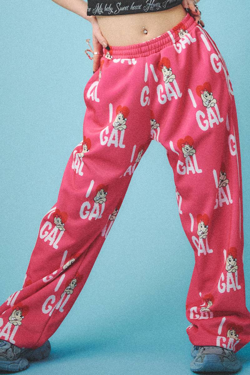 GALFY (ガルフィー)　I♡GAL ジャージパンツ - Pink