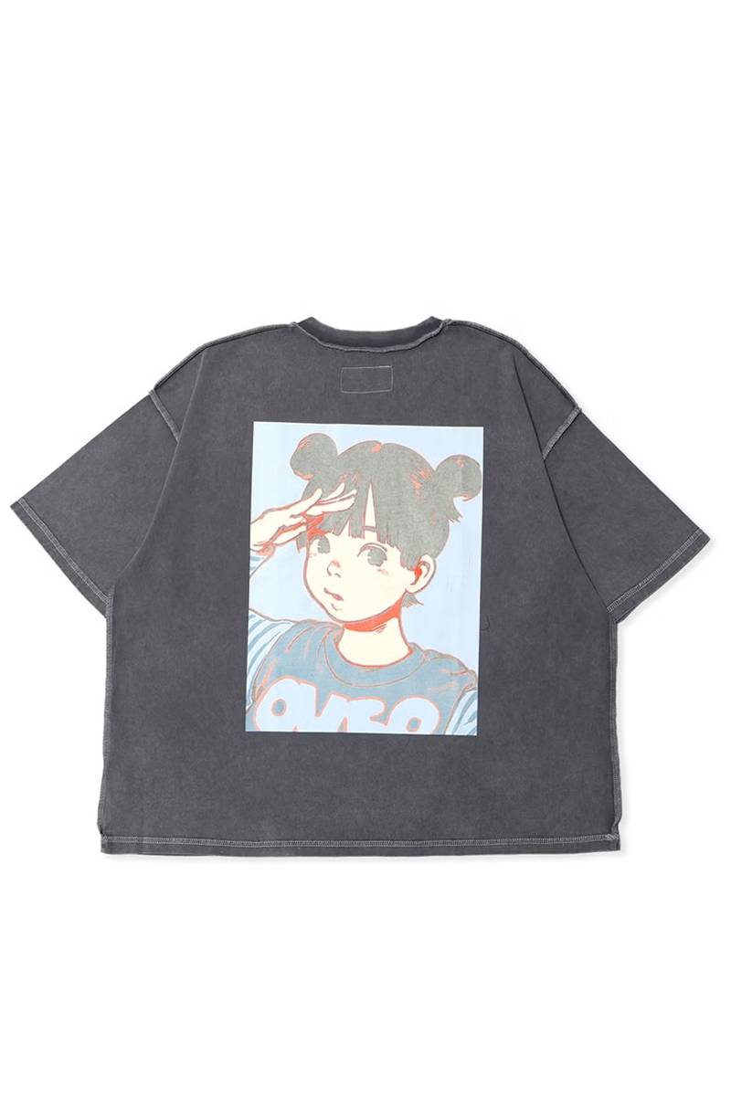 【お問い合わせ商品】over print POP ART pigment Tee Ver:19 GLOW IN THE DARK - Charcoal