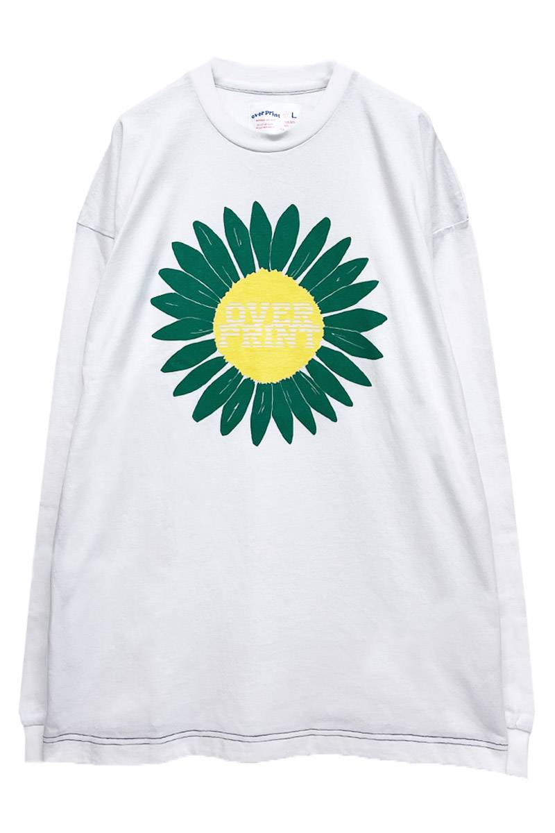 over print(オーバープリント) FLOWER LS Tee White